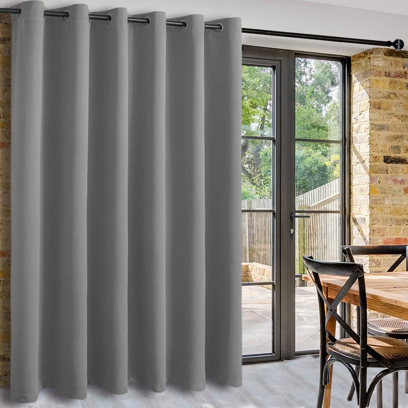 DWCN Total Privacy Room Divider Blackout Curtain - Thermal Curtains for Patio Door, Living Room, Bedroom Partition and Shared Office, 1 Grommet Divider Room Panel, 8.3ft Wide x 8ft Tall, Light Grey - Image 2